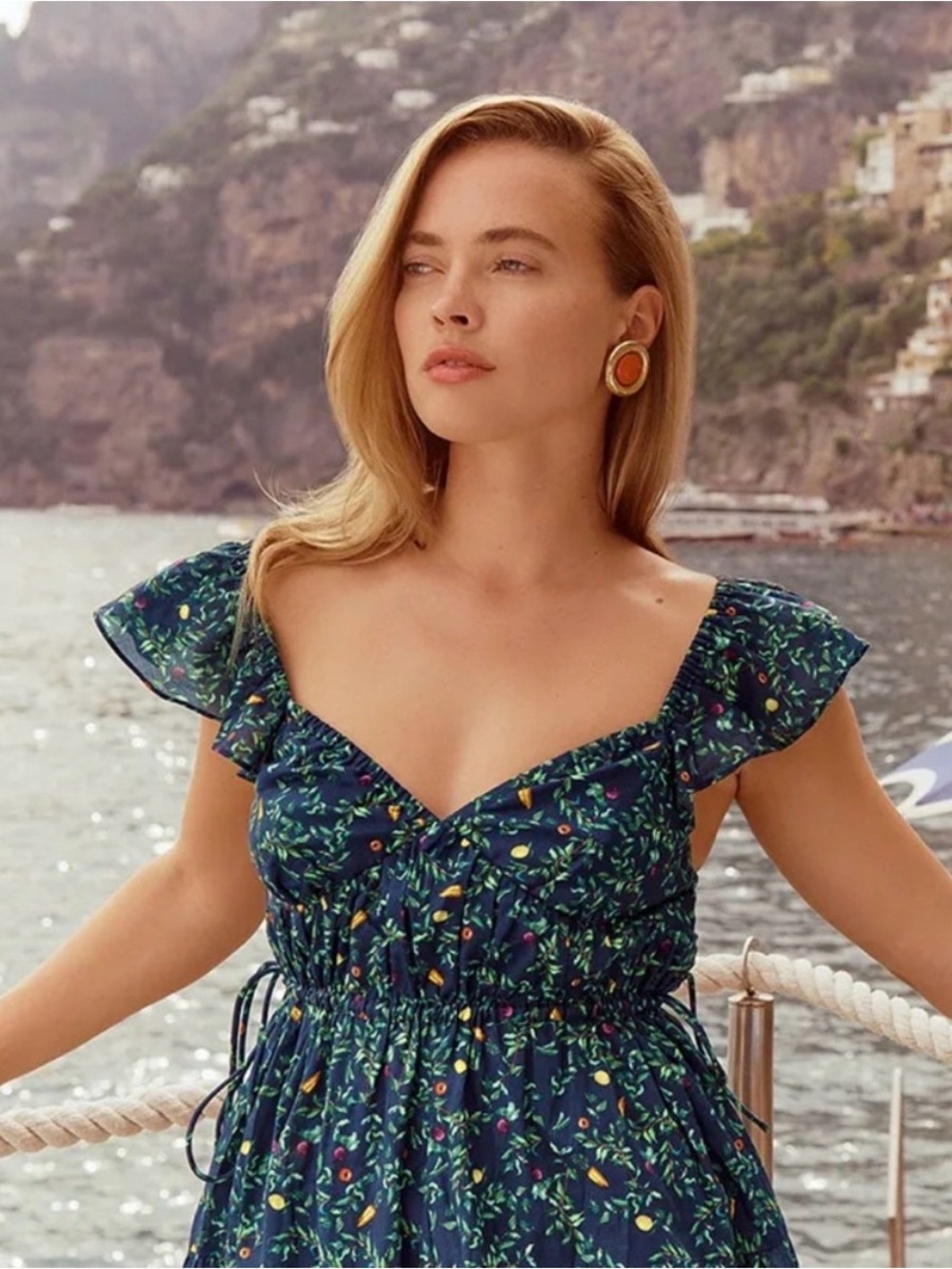 Hill House Ophelia Dress Midnight Garden Mini Navy Fruit Print Small